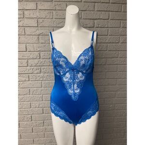 NWT St Michael Women Blue Lace & Satin Teddy Size 34B